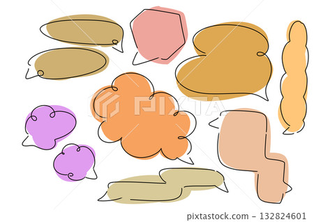 Hand-drawn colorful speech bubble set, autumn style, calm colors Hand-drawn colorful speech bubble set, autumn style, calm colors 132824601