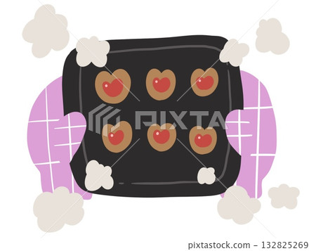 Baked cookies (pink mittens) Baked cookies (pink mittens) 132825269