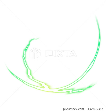 透明背景上的綠色弧形閃電 透明背景上的綠色弧形閃電 132825344