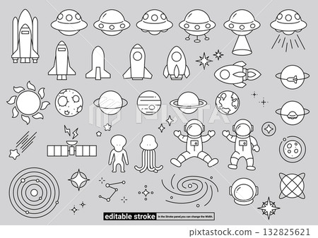 太空與天文圖標集（可編輯描邊） 132825621