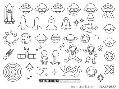 太空與天文圖標集（可編輯描邊） 132825622