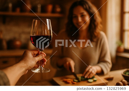 Couple Drinking Wine at the Table Couple Drinking Wine at the Table 132825969