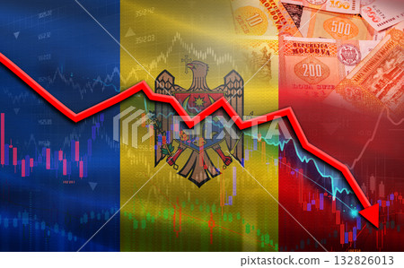 Moldavia financial fall on economy market. Moldavia financial crisis on economic graph Moldavia financial fall on economy market. Moldavia financial crisis on economic graph 132826013