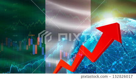 Global financial growth with Nigeria flag. Financial growth with Nigeria flag on economic background Global financial growth with Nigeria flag. Financial growth with Nigeria flag on economic background 132826017