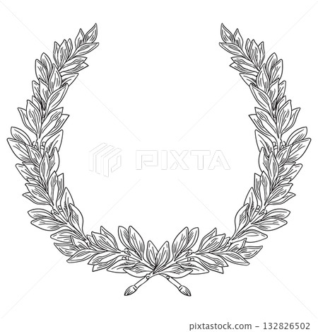 Hand drawn wreath of laurel leaves vector isolated illustration Hand drawn wreath of laurel leaves vector isolated illustration 132826502