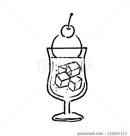 奶油蘇打水的線描插圖 132827111