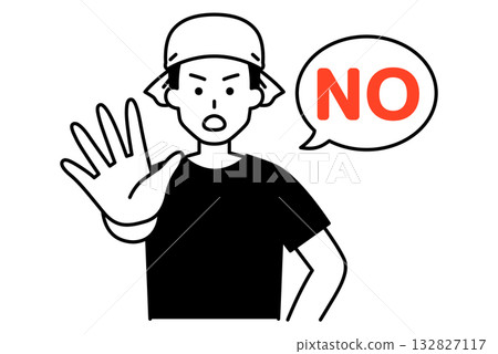 A male waiter at an izakaya who refuses by saying "NO" 132827117