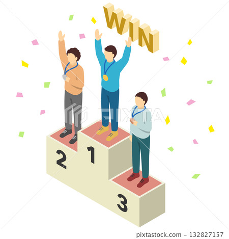 Isometric illustration: podium Isometric illustration: podium 132827157