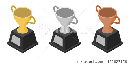 Isometric illustration: winner's cup Isometric illustration: winner's cup 132827158