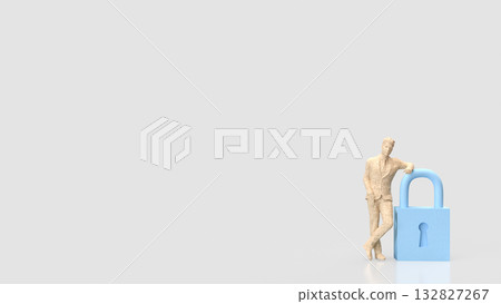 The Man and Key for security or Business concept 3d Rendering. The Man and Key for security or Business concept 3d Rendering. 132827267