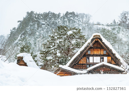 Shirakawa-go Wada family home buried in snow Shirakawa-go Wada family home buried in snow 132827361