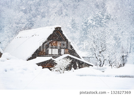 Shirakawa-go Wada family home buried in snow Shirakawa-go Wada family home buried in snow 132827369