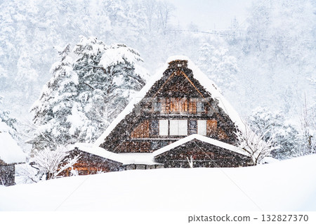 Shirakawa-go Wada family home buried in snow Shirakawa-go Wada family home buried in snow 132827370
