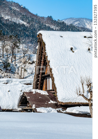 Shirakawa-go Wada family home buried in snow Shirakawa-go Wada family home buried in snow 132827395