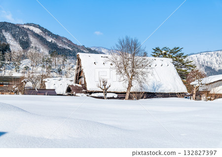 Shirakawa-go Wada family home buried in snow Shirakawa-go Wada family home buried in snow 132827397