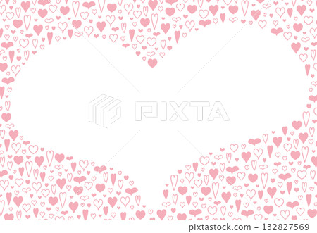 A large heart-shaped frame background made of many small hand-drawn hearts (pink, transparent) A large heart-shaped frame background made of many small hand-drawn hearts (pink, transparent) 132827569