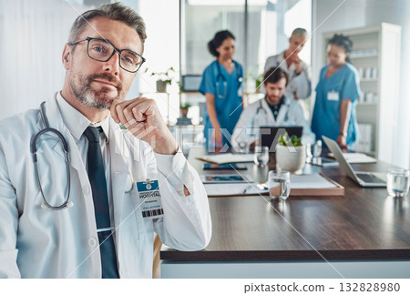 Healthcare, confidence and portrait of senior doctor at desk in hospital for support, teaching and medical students. Health, medicine and leadership confident, mature and mentor, man with stethoscope Healthcare, confidence and portrait of senior doctor at desk in hospital for support, teaching and medical students. Health, medicine and leadership confident, mature and mentor, man with stethoscope 132828980