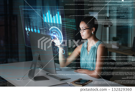 Computer hologram, finance or woman point at future administration dashboard, research chart or ui software. Digital transformation, cloud computing overlay or African accountant review data analysis Computer hologram, finance or woman point at future administration dashboard, research chart or ui software. Digital transformation, cloud computing overlay or African accountant review data analysis 132829360
