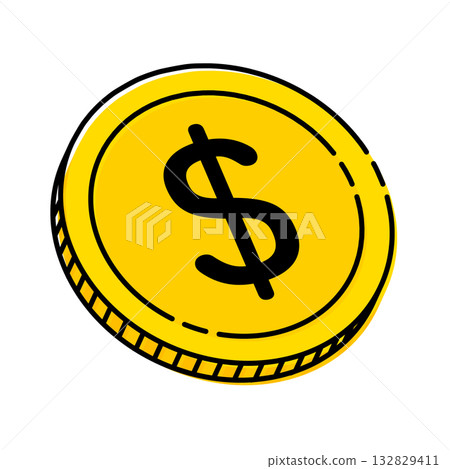 美元硬幣圖示插圖，簡單的向量素材 132829411