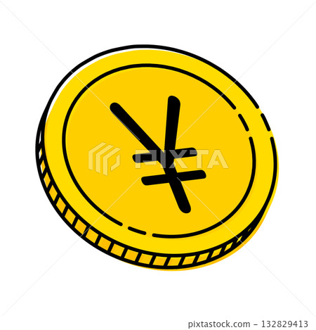 Yen coin icon illustration simple vector material 132829413