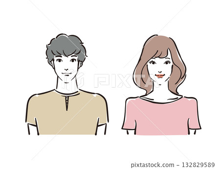 Refreshing men and women in their 30s, front upper body Refreshing men and women in their 30s, front upper body 132829589