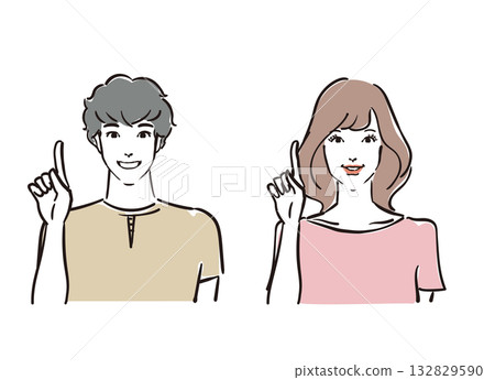 一對三十多歲的男女，神采奕奕地指著講解。 132829590