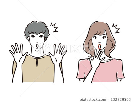 Surprised refreshing men and women in their 30s 132829593