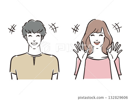 Refreshing men and women in their 30s with happy smiles Refreshing men and women in their 30s with happy smiles 132829606