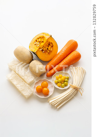 Seven Winter Solstice Foods, White Background 132829759