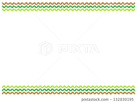 Hand-drawn crayon background wavy line frame 132830195