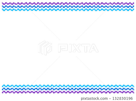 Hand-drawn crayon background wavy line frame 132830196