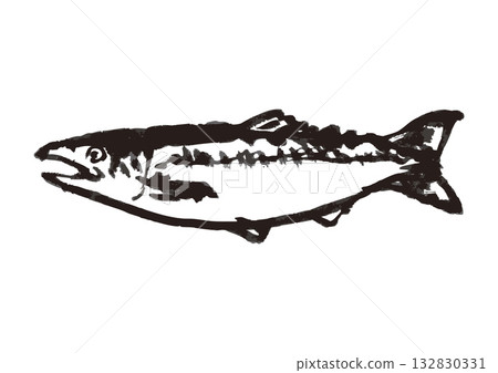 Salmon ink painting illustration 132830331