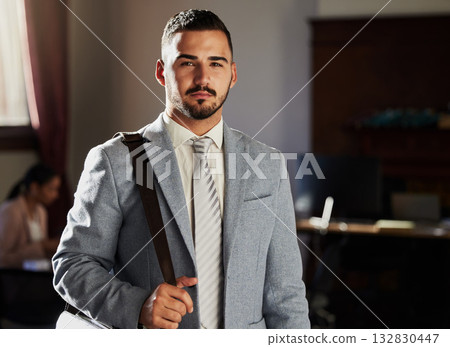 Law firm portrait, legal or man confident for business work, office consultation or career mission. Justice advisor, government consultant or Spain manager, lawyer or serious attorney focus on vision Law firm portrait, legal or man confident for business work, office consultation or career mission. Justice advisor, government consultant or Spain manager, lawyer or serious attorney focus on vision 132830447