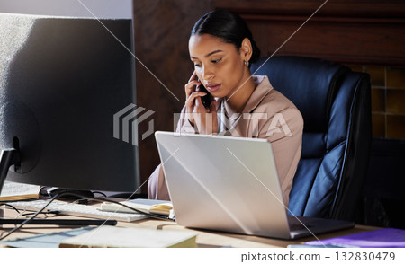 Phone call communication, legal office and woman talking to investment, law firm attorney or government justice contact. Receptionist conversation, business advocacy consultant and lawyer consulting Phone call communication, legal office and woman talking to investment, law firm attorney or government justice contact. Receptionist conversation, business advocacy consultant and lawyer consulting 132830479