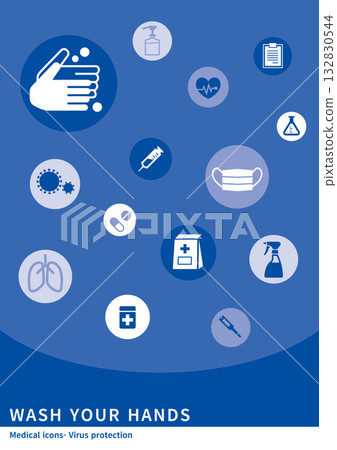 醫療和病毒預防圖標藍色 132830544
