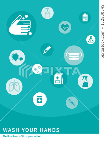 醫療和病毒預防圖標（綠色） 132830545