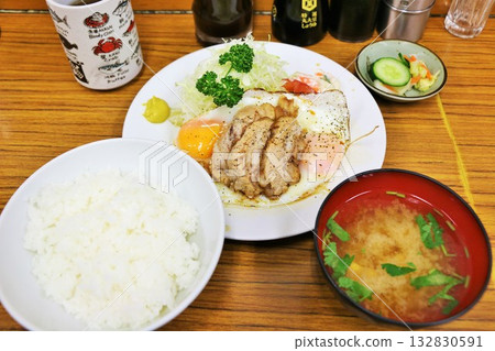 Char siu and egg set meal Char siu and egg set meal 132830591
