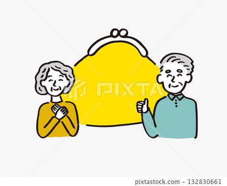 一對老年夫婦正在考慮退休資產的插畫素材 132830661