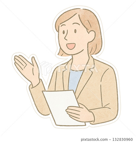 水彩風格的插圖,描繪了一位女士在會議上講解,一位女商務人士認真地解釋,一位溫柔的女士正在講話。 水彩風格的插圖,描繪了一位女士在會議上講解,一位女商務人士認真地解釋,一位溫柔的女士正在講話。 132830960