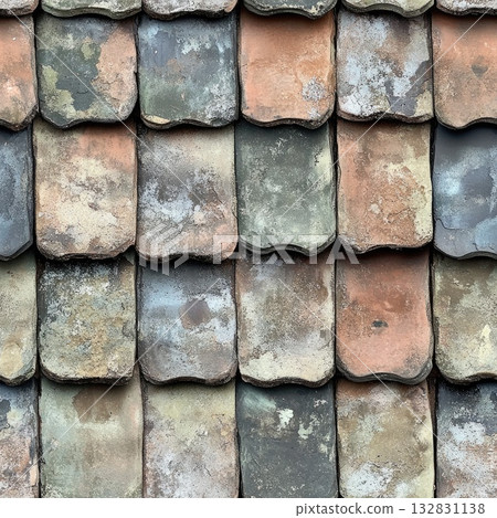 Photo of a seamless roof tile texture with old clay tiles 132831138