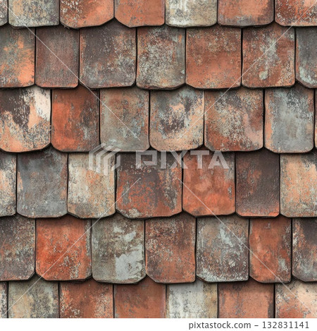 Photo of a seamless roof tile texture with old clay tiles 132831141