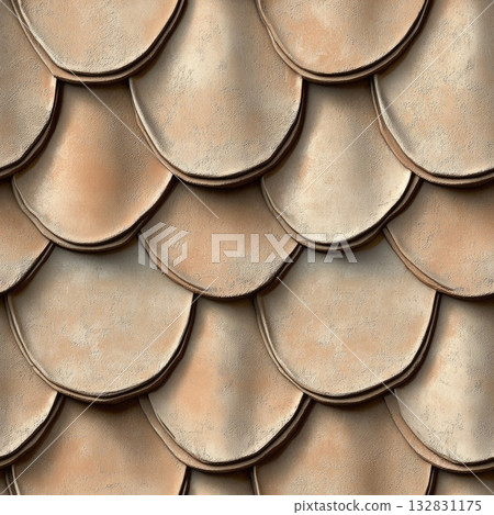 Photo of a seamless roof tile texture with traditional curved tiles 132831175