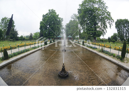 Shalimar Bagh is a beautiful Mughal garden in Srinagar, Jammu and Kashmir, India. It is a garden with fountains, ponds and various plants. 132831315