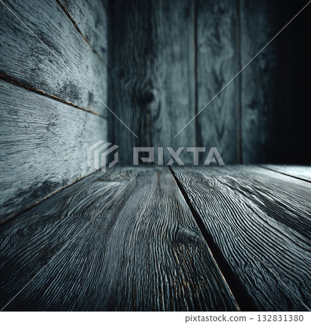 rustic wooden room with textured walls and floor creates vintage atmosphere. aged wood planks display intricate grain patterns, adding depth and character to space 132831380