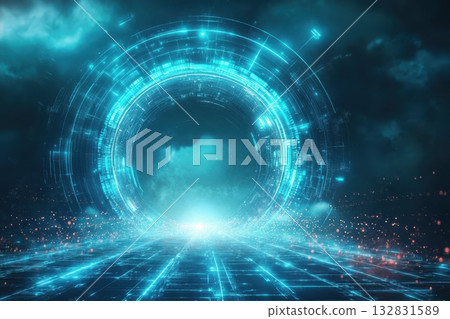 Digital Neon Portal Opening to a New Business World with Futuristic Technology Digital Neon Portal Opening to a New Business World with Futuristic Technology 132831589