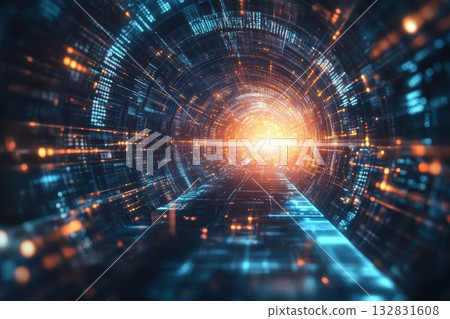 Bright Cosmic Gateway Opening Into Digital Universe of Endless Possibilities 132831608