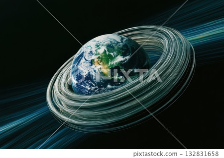 A planet is surrounded by a ring of light A planet is surrounded by a ring of light 132831658