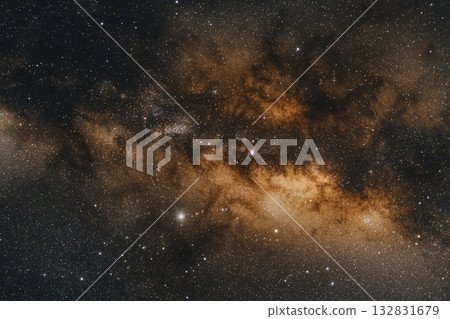 Dreamy Cosmic Night with Endless Horizon and Celestial Elements Under Starry Sky Dreamy Cosmic Night with Endless Horizon and Celestial Elements Under Starry Sky 132831679