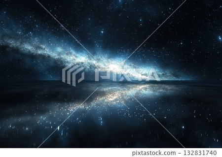 Stunning Deep Space Scene Featuring a Glowing Nebula Stretching Across the Universe 132831740