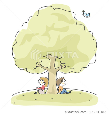 Cute boy and girl illustration 132831866